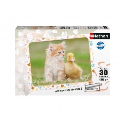 Puzzle Nathan-86165 Ginger Kitten and Baby Duck