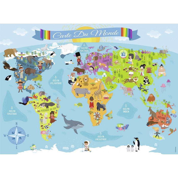 Puzzle  Nathan-86806 XX Pieces - World Map (in French)