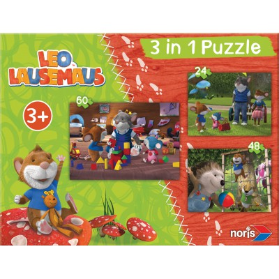 Noris-6060-31427 3 Jigsaw Puzzles - Leo the Mouse