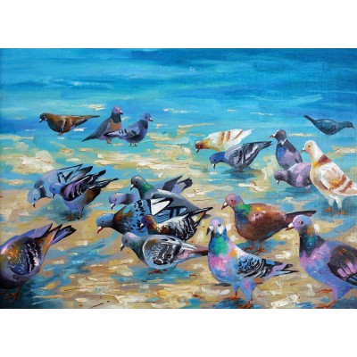 Puzzle Nova-Puzzle-41089 Beach Pigeons