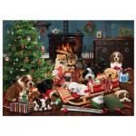 Puzzle  Cobble-Hill-80240 Christmas Puppies