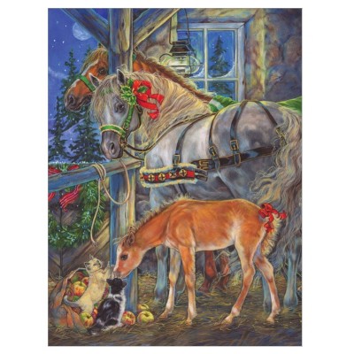 Puzzle Cobble-Hill-88035 XXL Pieces - Holiday Horsies