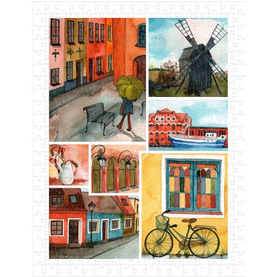 Pintoo-H1688 Plastic Puzzle - Beautiful Collage of Tranquil Streets