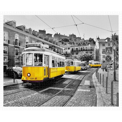 Pintoo-H1768 Plastic Puzzle - Yellow Trams in Lisbon