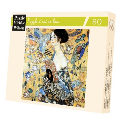Puzzle-Michele-Wilson-A515-80 Handgeschnittenes Holzpuzzle - Gustav Klimt: Dame Mit Fächer