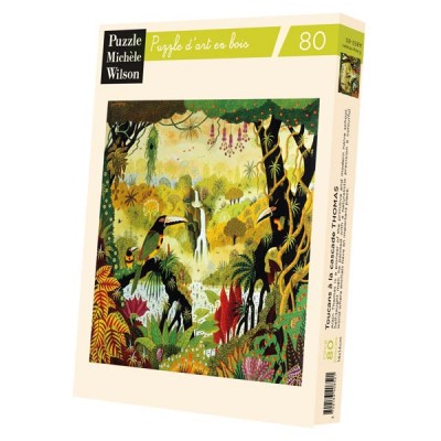 Puzzle-Michele-Wilson-A850-80 Handgeschnittenes Holzpuzzle - Alain Thomas: Tukan Am Wasserfall
