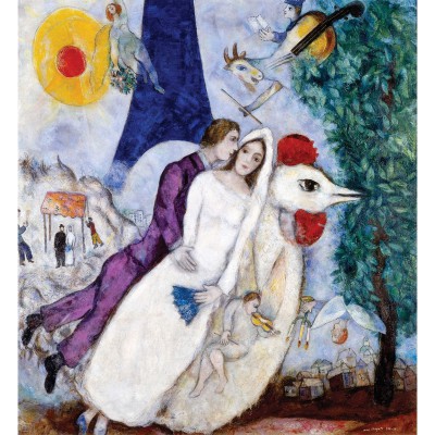 Puzzle-Michele-Wilson-A956-250 Jigsaw Puzzle - 250 Pieces - Art - Wooden - Chagall : The Bridal Pair with the Eiffel Tower