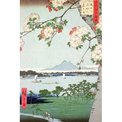 Puzzle-Michele-Wilson-A974-150 Handgeschnittenes Holzpuzzle - Hiroshige: Blühender Apfelbaum