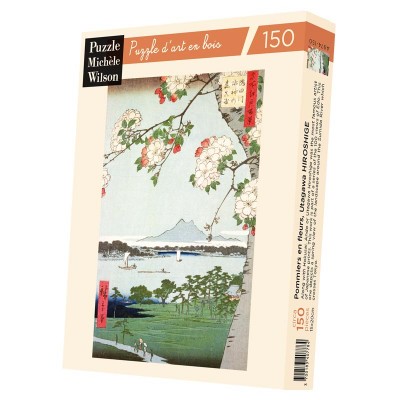 Puzzle-Michele-Wilson-A974-150 Handgeschnittenes Holzpuzzle - Hiroshige: Blühender Apfelbaum