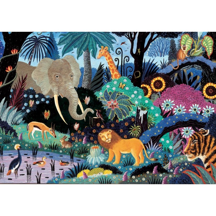 Hand-Cut Wooden Puzzle - Night in the Jungle