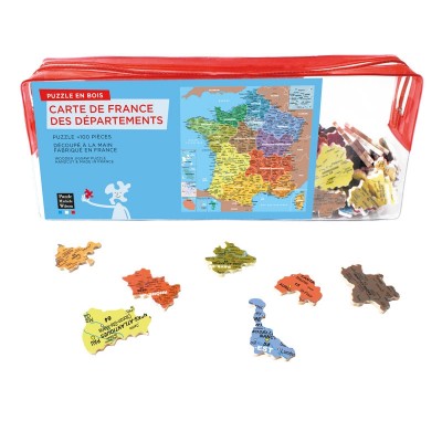 Puzzle-Michele-Wilson-W80-100 Handgeschnittenes Holzpuzzle - Frankreichkarte, 1 Departement = 1 Teil