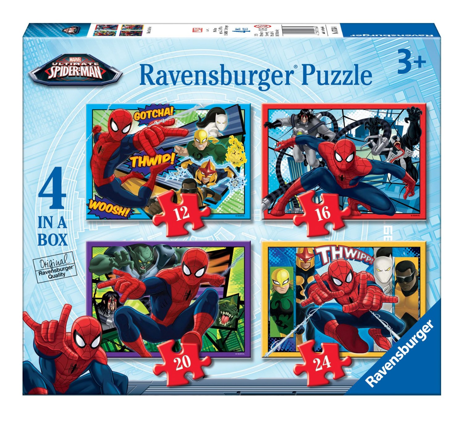 4 Jigsaw Puzzles - Spiderman Ravensburger-07363 12 pieces Jigsaw Puzzles -  Super Heroes - Jigsaw Puzzle