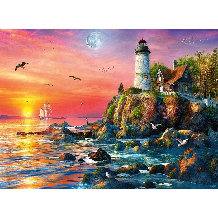 Puzzle  Ravensburger-00217 Lighthouse at Sunset