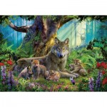 Puzzle  Ravensburger-00477 Family of Wolves in the Forest