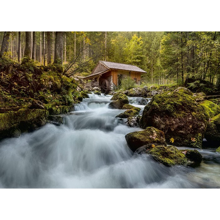 Puzzle  Ravensburger-00604 Mill at the Golling waterfall