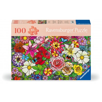 Ravensburger-01364 Wellness & Puzzle - Stained Glass Flowers