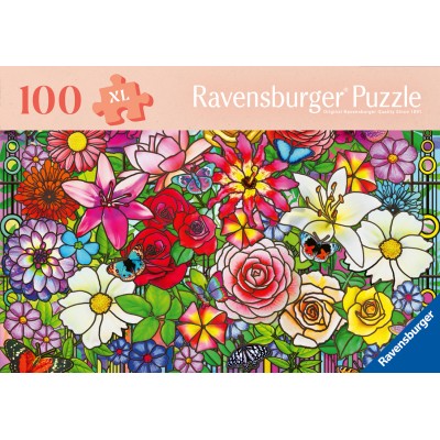 Ravensburger-01364 Wellness & Puzzle - Stained Glass Flowers