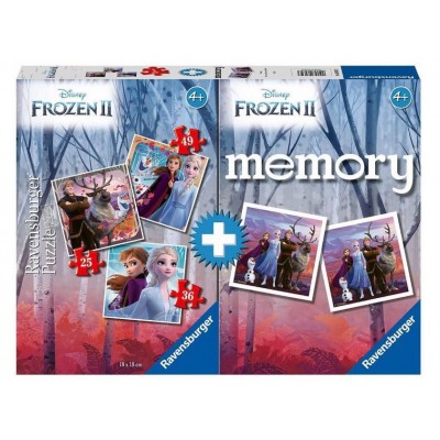 Ravensburger-03032 3 Puzzles + Memory - Frozen II