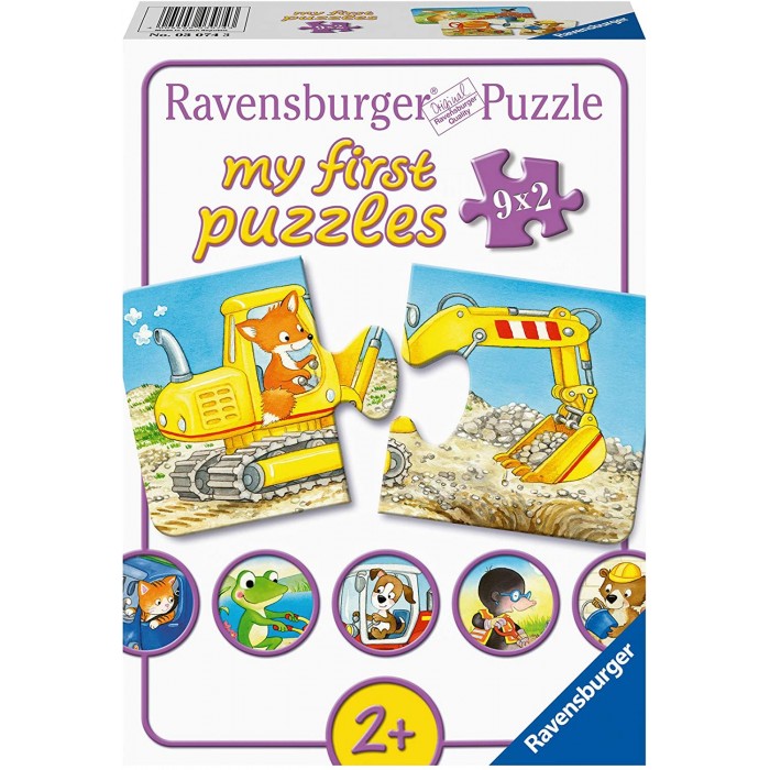  Ravensburger-03074 My First Puzzles - Animals at the Job Site (9x2 Pieces)