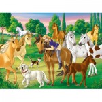 Puzzle  Ravensburger-04009 XXL Pieces -  Lissy and Arcado in the paddock