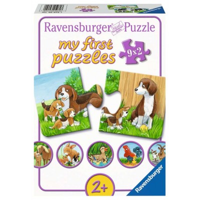 Ravensburger-05072 9 Puzzles - Animal Families on the Farm