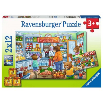 Ravensburger-05076 2 Puzzles - At the Grocer's