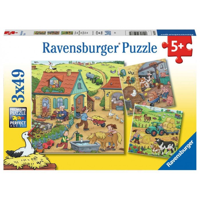  Ravensburger-05078 3 Puzzles - The Farm