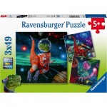  Ravensburger-05127 3 Puzzles - Dinosaurs in Space