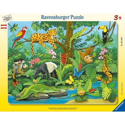 Ravensburger-05140 Frame Puzzle - Animals of the Rainforest