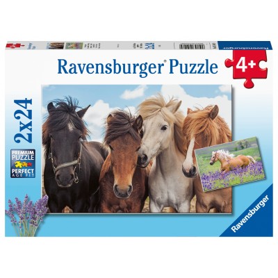 Ravensburger-05148 2 Puzzles - Horses