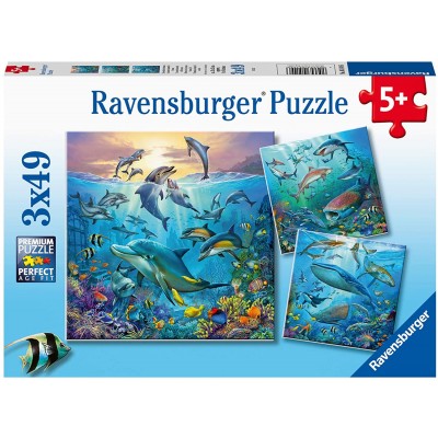 Ravensburger-05149 3 Puzzles - Ocean Animals