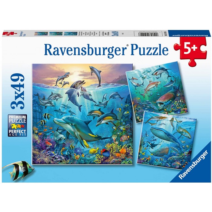  Ravensburger-05149 3 Puzzles - Ocean Animals