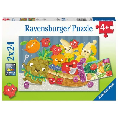 Ravensburger-05248 2 Puzzles - Fruits and Vegetables