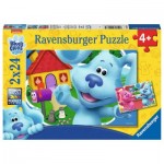  Ravensburger-05568 2 Puzzles - Blue & Magenta