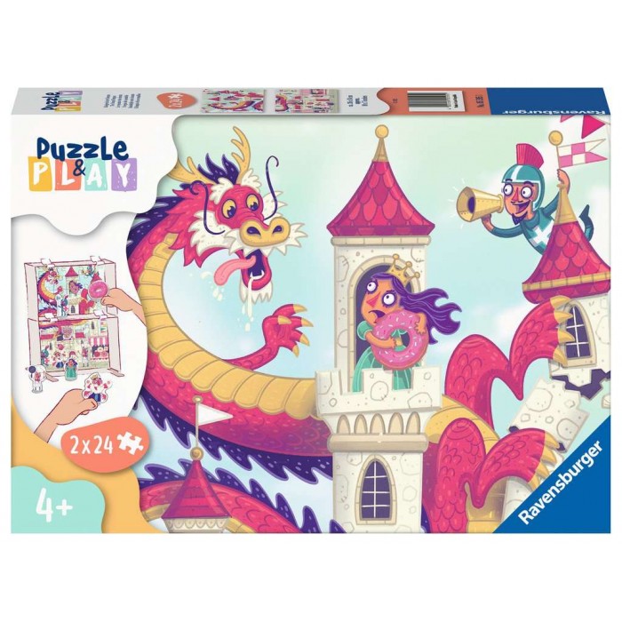  Ravensburger-05595 2 Puzzles - Puzzle & Play - Kingdom of Donuts