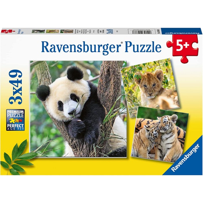  Ravensburger-05666 3 Puzzles - Panda, Tiger and Lion