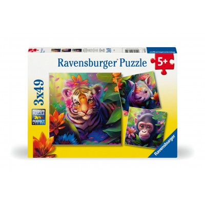 Ravensburger-05735 3 Puzzles - Jungle Babies