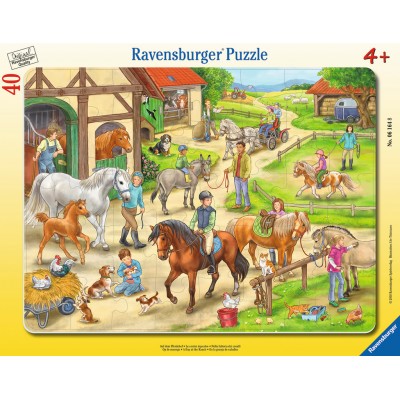 Ravensburger-06164 Frame Puzzle - On the Horse Farm