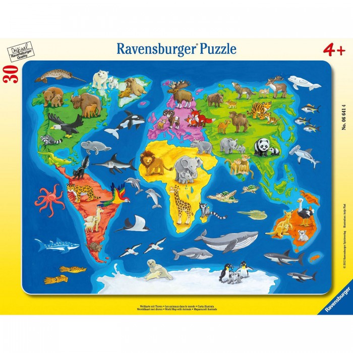 Ravensburger-06641 Jigsaw Puzzle - 30 Pieces - Frame Puzzle : Animals of the World