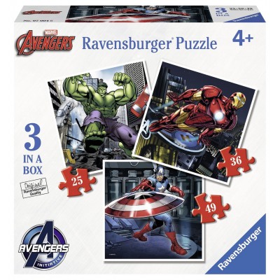 Ravensburger-07004 3 Jigsaw Puzzles - Avengers