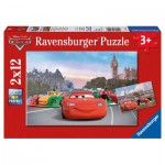  Ravensburger-07554 2 Puzzles - Cars in Paris and in London