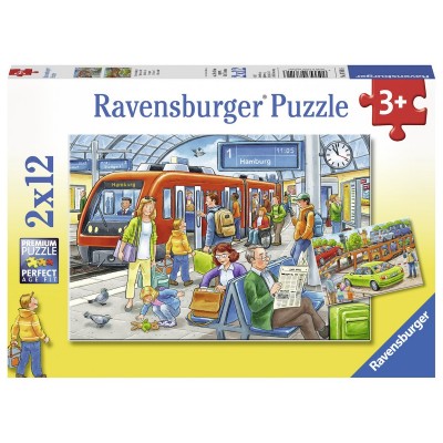 Ravensburger-07611 2 Puzzles - Please get in!