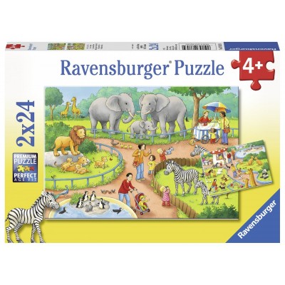 Ravensburger-07813 2 Jigsaw Puzzles - A Day in the Zoo