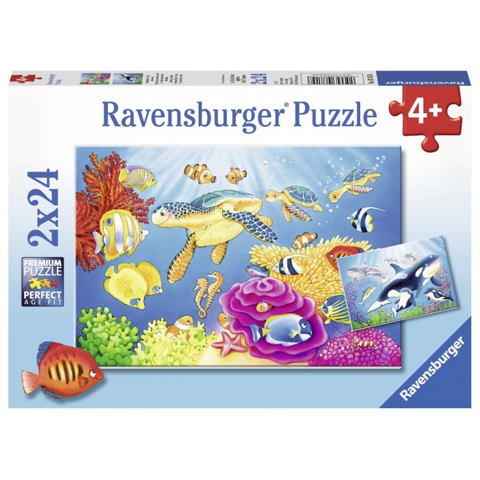 Ravensburger-07815 2 Jigsaw Puzzles - Colorful Underwater World