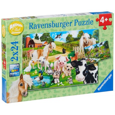 Ravensburger-07830 2 Puzzles - Farm Animals