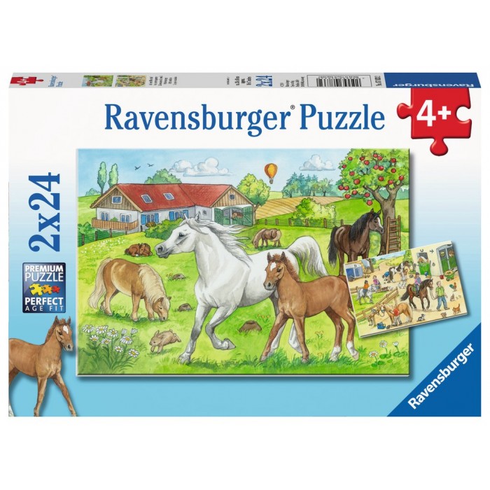  Ravensburger-07833 2 Puzzles - Horses