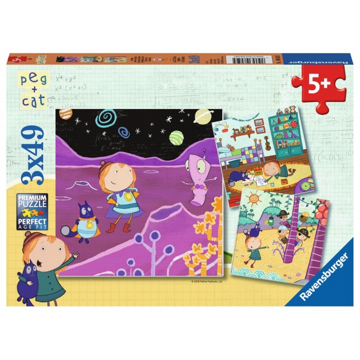 Ravensburger-08059 3 Puzzles - Peg + Cat
