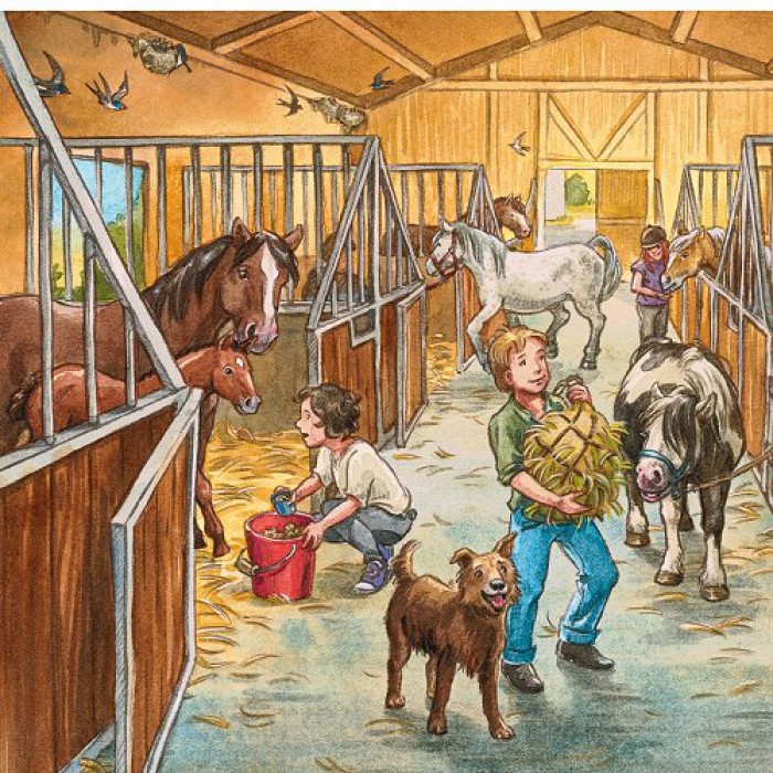 Ravensburger-09237 Jigsaw Puzzle - 3 x 49 Pieces - Welcome to Riding School