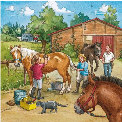 Ravensburger-09237 Jigsaw Puzzle - 3 x 49 Pieces - Welcome to Riding School