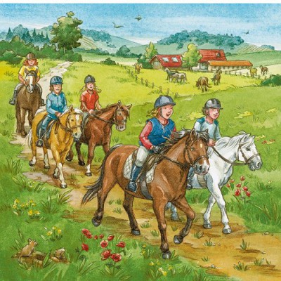 Ravensburger-09237 Jigsaw Puzzle - 3 x 49 Pieces - Welcome to Riding School